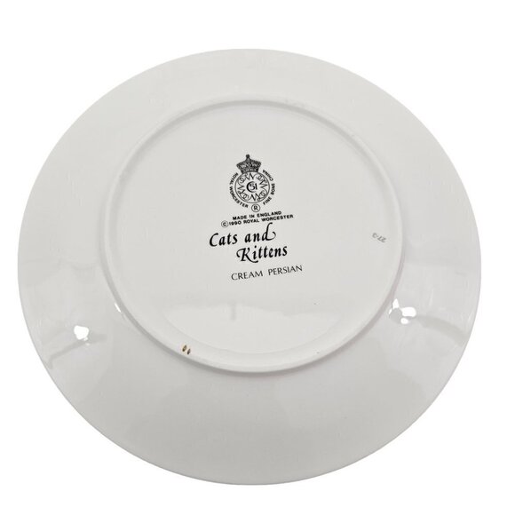 Royal Worcester England 1990 Cats and Kittens CREAM PERSIAN Cats Collector Plate - Picture 2 of 8